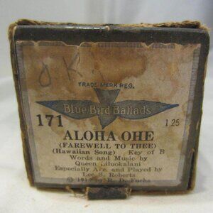 PLAYER PIANO music scroll QRS Bluebird 171 Aloha Ohe Vintage